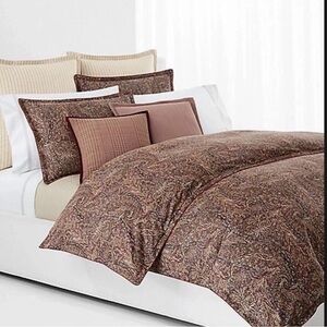 Ralph Lauren Paisley Duvet Cover Set in Brown and Tan